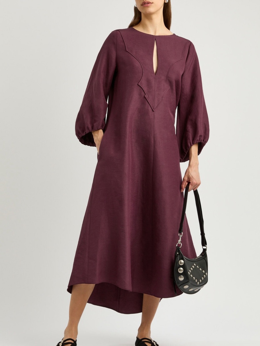 NEW Dorathee Schumacher Summer Cruise Woven Midi
Dress Burgundy Linen Blend. 13